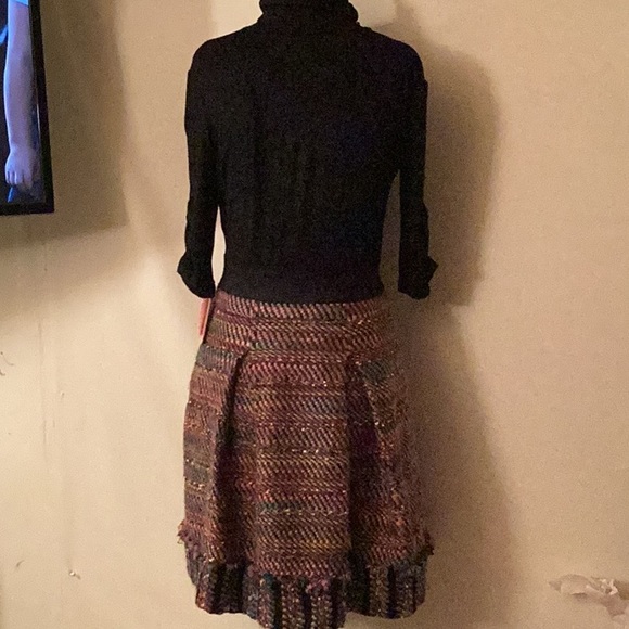 NWT Phoebe Couture dress turtle neck elbow sleeves and multi color skirt # 2. - Picture 5 of 9